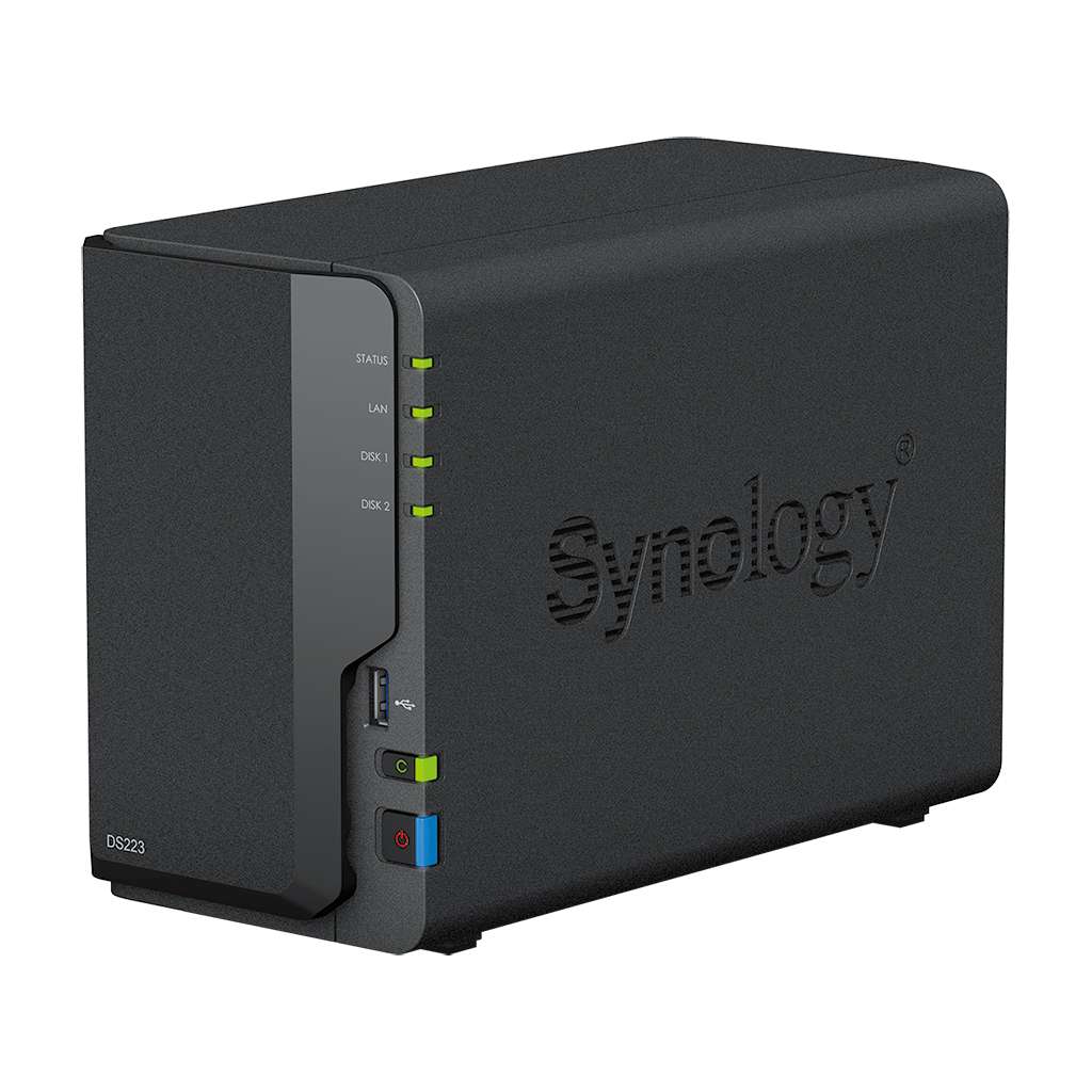 Synology DiskStation DS223 2-Bay NAS Enclosure - Realtek RTD1619B 1.7Ghz, 2x 3.5"/2.5" SATA Drive Bays, RJ45 LAN Port, 3x USB 3.2 Ports, Black | DS223