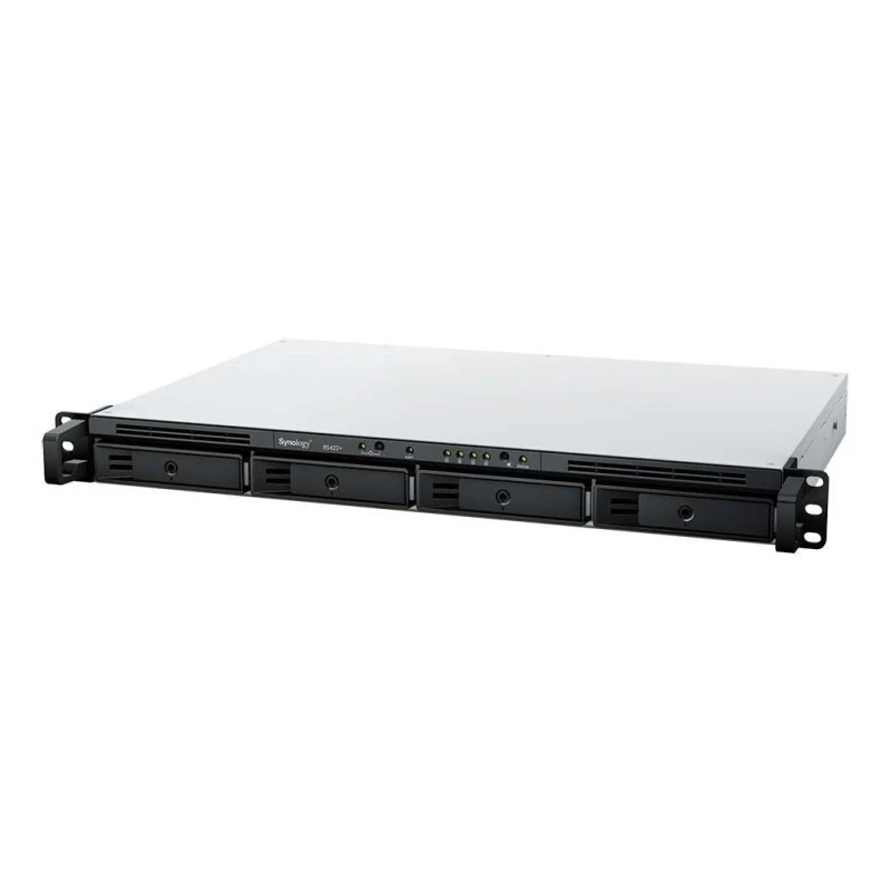 Synology RackStation RS422+ 4-Bay NAS Enclosure - AMD Ryzen R1600 CPU, 2GB DDR4 ECC RAM, 2x Gigabit Ethernet Ports, 521 MB/s Write Speed, 590 MB/s Read Speed, USB 3.2 Gen 1 Type-A Port