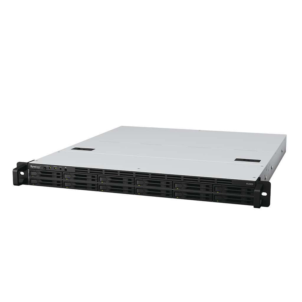 Synology FlashStation FS2500 12-Bay NAS Enclosure - AMD Ryzen V1780B 3.2GHz, 8GB DDR4 RAM, 12 x 2.5" SATA SSD Drive Bays, Reads Up to 4700 MB/s, 2x 10GbE | 2x Gbt ETH, 2x USB 3.2-A,Black | FS2500