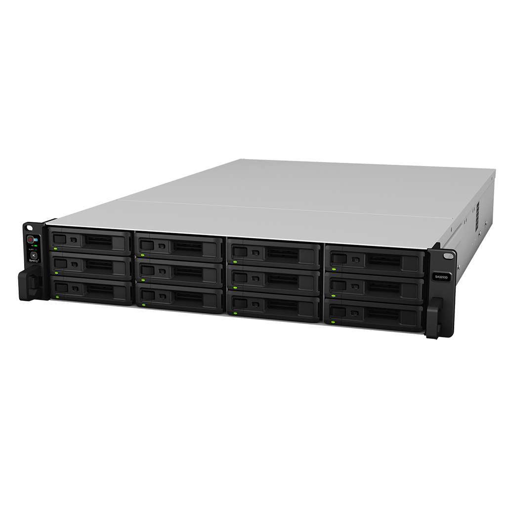 Synology SA3200D 12-Bay NAS Enclosure - 2 x Intel Xeon D-1521 Quad-Core 2.4 GHz, 12 x 3.5"/2.5" SAS Drive Bays, 8GB DDR4 RAM, 2x 500W PSU, 2x PCIe 3.0x 8, 2x10Gb ETH | 4xGigabit ETH, Black | SA3200D