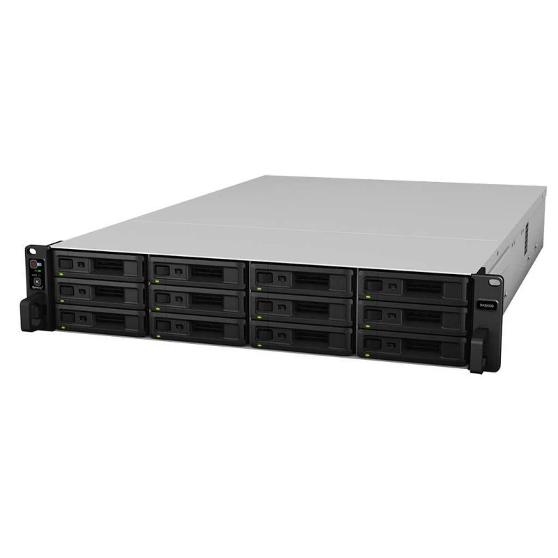 Synology SA3200D 12-Bay NAS Enclosure – Dual Intel Xeon D-1521, 16GB DDR4 ECC, 2x 10GbE + 4x Gigabit Ethernet, 2x 500W PSU, Rackmount 2U
