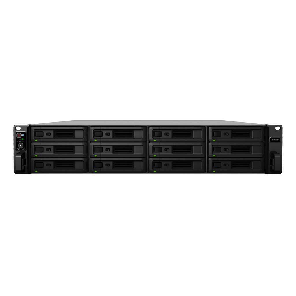 Synology SA3200D 12-Bay NAS Enclosure - 2 x Intel Xeon D-1521 Quad-Core 2.4 GHz, 12 x 3.5"/2.5" SAS Drive Bays, 8GB DDR4 RAM, 2x 500W PSU, 2x PCIe 3.0x 8, 2x10Gb ETH | 4xGigabit ETH, Black | SA3200D