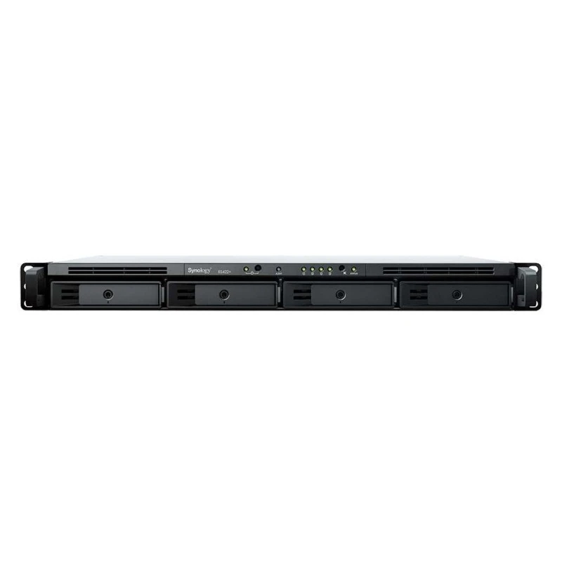 Synology RackStation RS422+ 4-Bay NAS Enclosure - AMD Ryzen R1600 CPU, 2GB DDR4 ECC RAM, 2x Gigabit Ethernet Ports, 521 MB/s Write Speed, 590 MB/s Read Speed, USB 3.2 Gen 1 Type-A Port