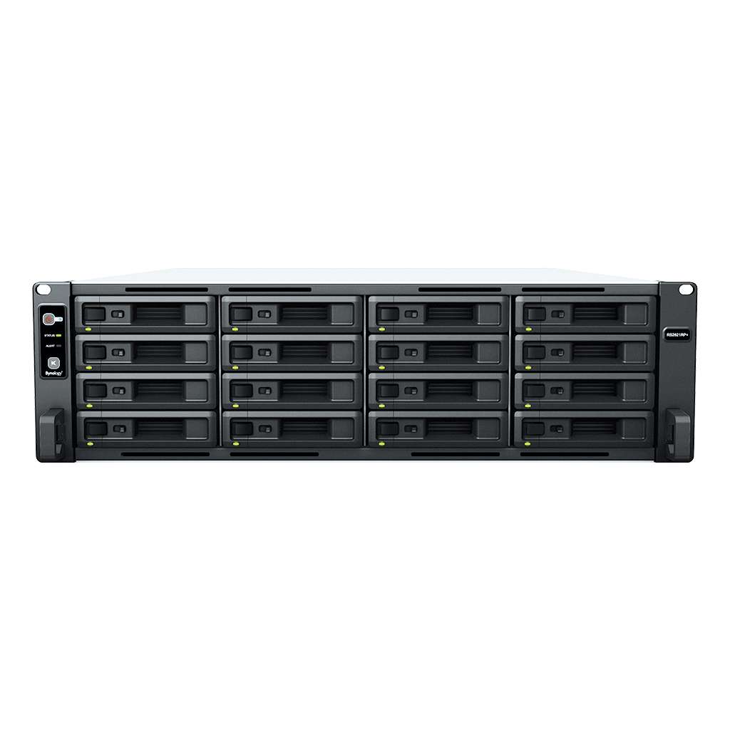 Synology RackStation 3U 16-Bay Rackmount NAS - AMD Ryzen V1500B CPU, 4GB DDR4 ECC Memory, 16 Drive Bays, 4x Gigabit Ethernet Ports, 2200 MB/s Read Speed, 1164 MB/s Write Speed, PCIe 3.0 | RS2821RP+