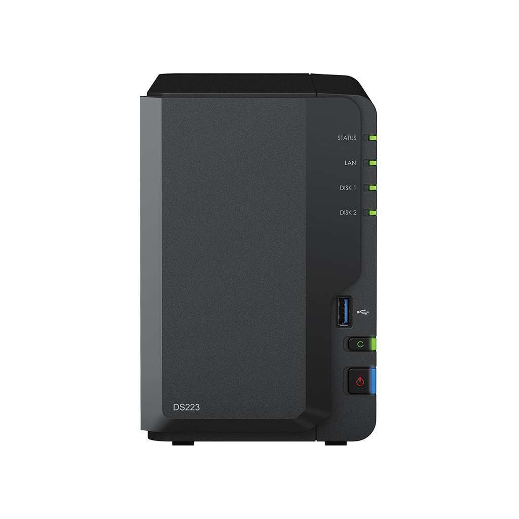 Synology DiskStation DS223 2-Bay NAS Enclosure - Realtek RTD1619B 1.7Ghz, 2x 3.5"/2.5" SATA Drive Bays, RJ45 LAN Port, 3x USB 3.2 Ports, Black | DS223