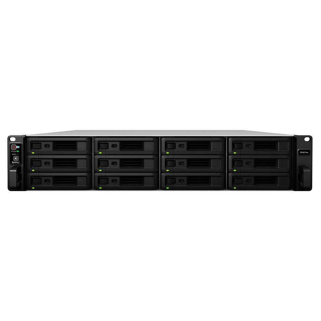 Synology RackStation RS3618xs 12-Bay NAS Server - Intel Xeon D-1521 Quad-Core, 2.4GHz, 8GB DDR4 RAM, 500W Power Supply, 4x Gigabit ETH, 2 x USB 3.0-A, 2x PCIe Gen 3.0 x8, 2x Expansion, Black | RS3618XS