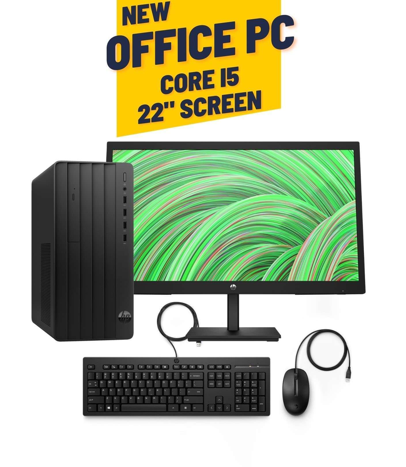 HP Pro Tower 290 G9 Desktop PC Bundle intel i5 12400 Cpu, 8GB RAM, 1TB HDD , Intel UHD Graphics, DVD-RW, Win 10 pro , Wired Mouse & Keyboard, With 22" FHD Screen