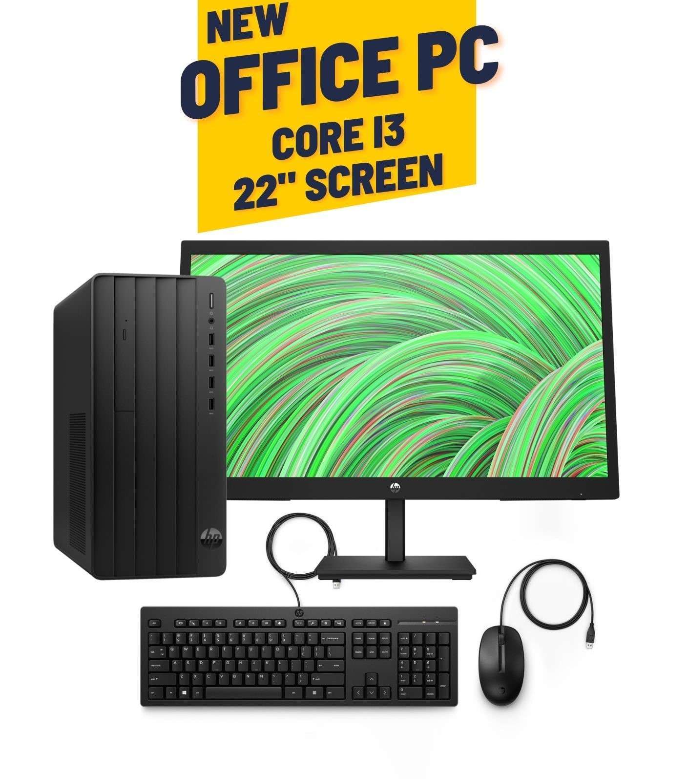 HP Pro Tower 290 G9 Desktop PC Bundle intel i3 12100 Cpu, 4GB RAM, 1TB HDD , Intel UHD Graphics, DVD-RW, Free DOS, Wired Mouse & Keyboard, with 22" FHD Screen