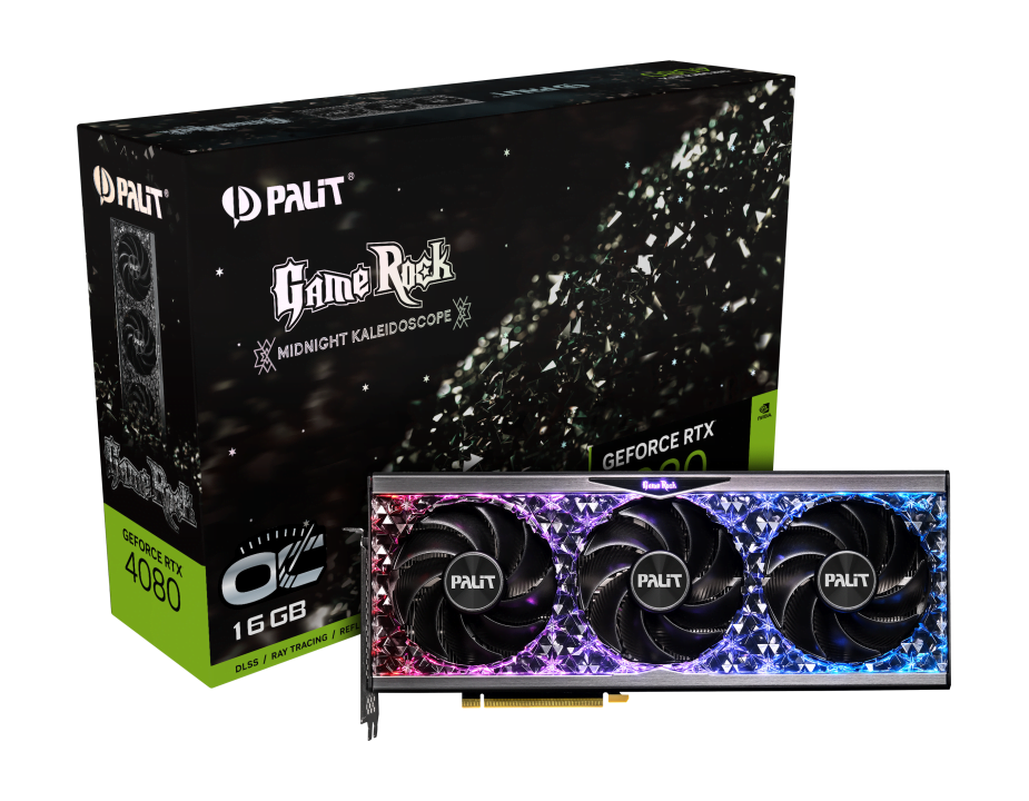 NVIDIA GeForce RTX 4080 GameRock OC,16GB GDDR6X Graphics Card,9728 Cores,2505 MHz Clock Speed,256 Bit Memory,PCI Express Gen4,Gale Hunter Fan,1xHDMI 2.1,Midnight Kaleidoscope-NED4080S19T2-1030G