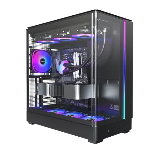 MONTECH KING 45 PRO Black Mid-Tower Gaming Case, 4x Pre-Installed ARGB Fans,