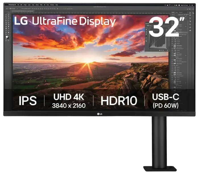 LG 32UN880K-BA 32" 4K UHD Ergo IPS Monitor Ergonomic Arm Stand