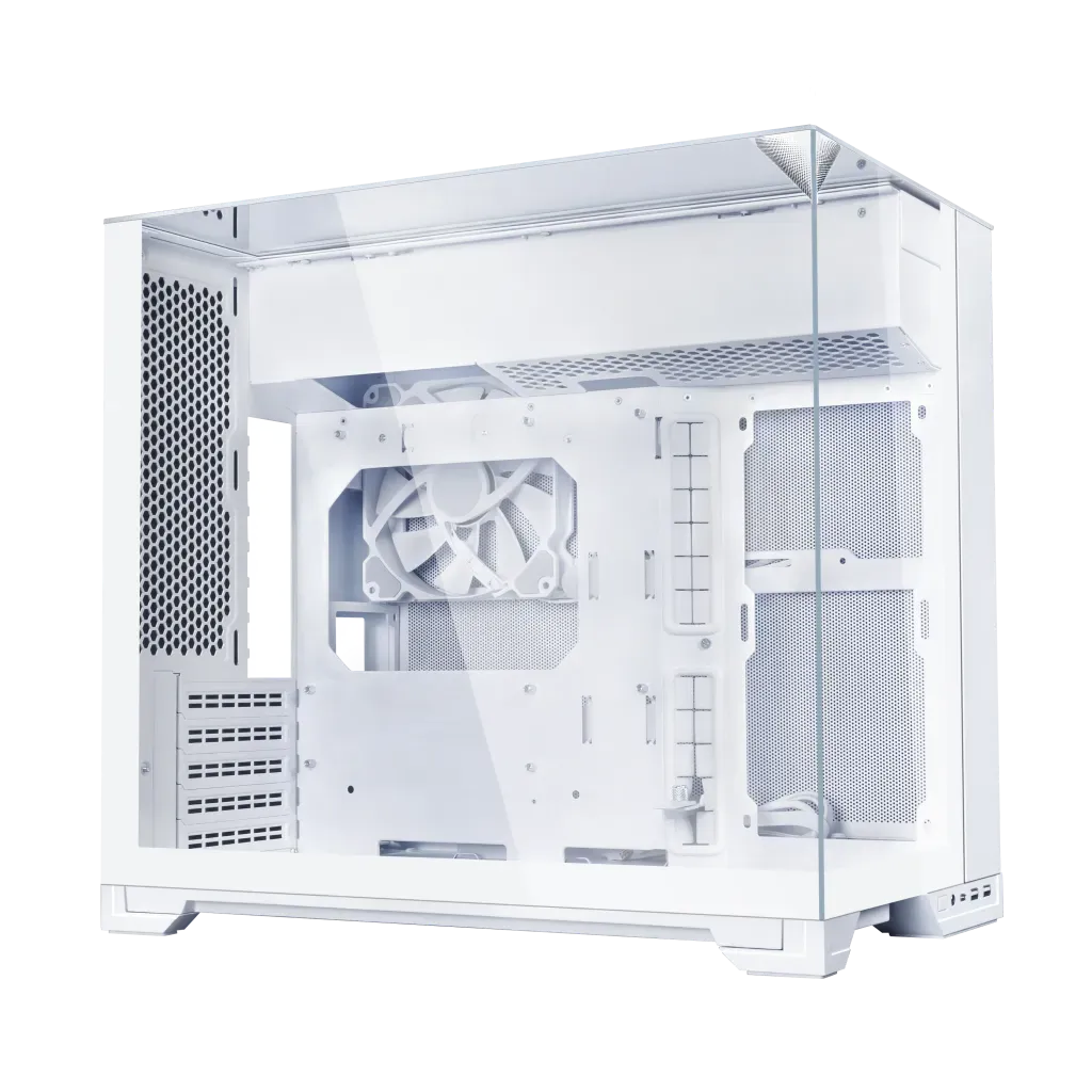 Lian Li O11 Vision-M White Micro-ATX Dual Chamber Gaming Case, 3-Sided Tempered Glass, Up to 410mm GPU, No Fans, Type-C, White | G99.O11VMW.00