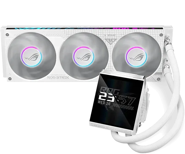 ASUS ROG Strix LC IV 360 ARGB LCD White Edition CPU Liquid Cooler, 5.08" Full Color IPS Display