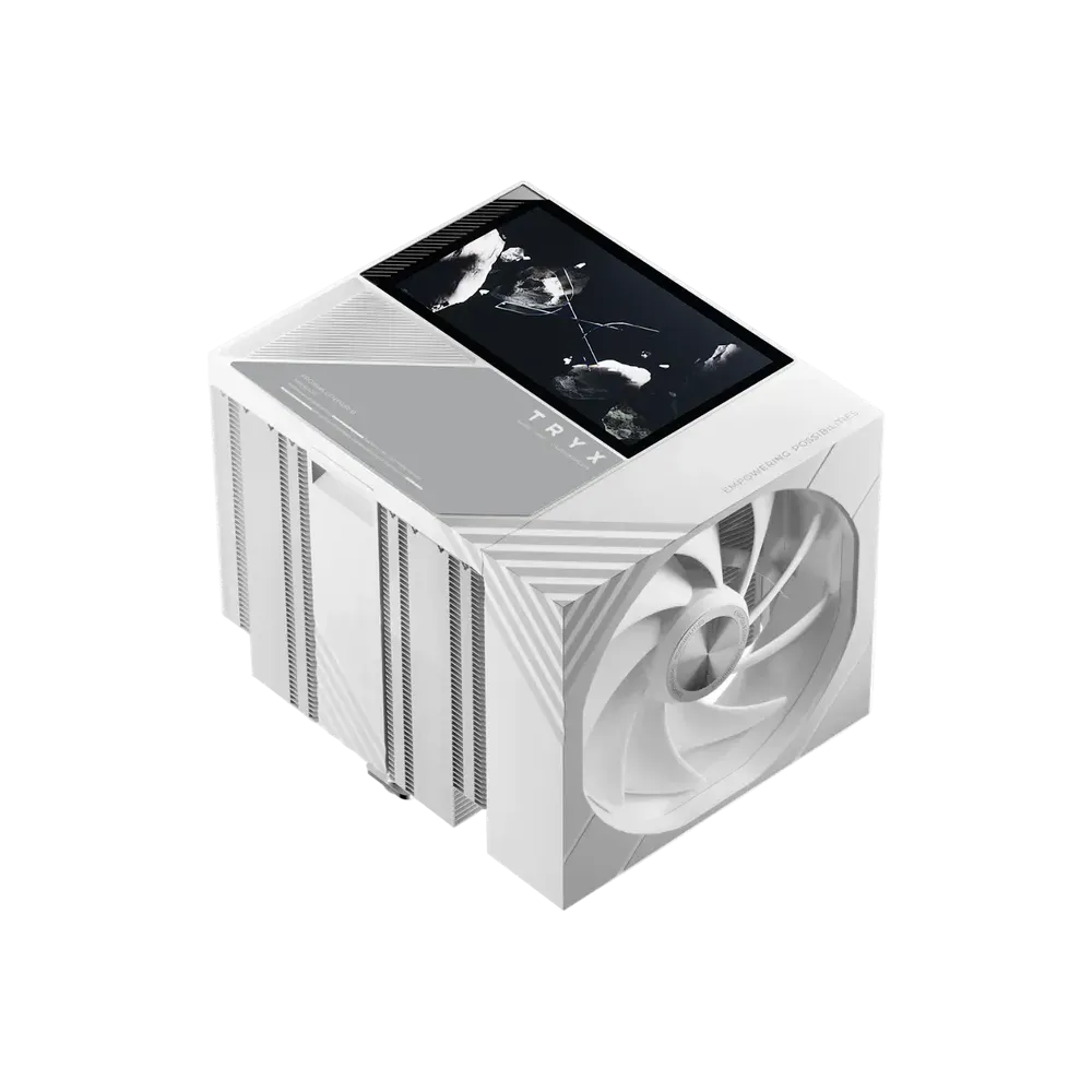TRYX TURRIS 620 5.0" Display Dual Fan CPU Air Cooler, Premium Heatsink Tower, White