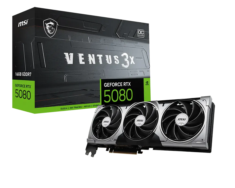 MSI GeForce RTX 5080 Ventus 3X OC 16GB GDDR7 Graphics Card