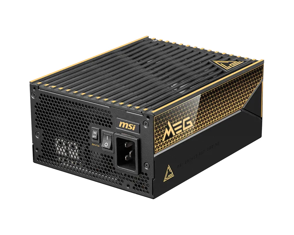 MSI MEG Ai1600T PCIE5 80+ TITANIUM Full Modular Gaming ATX 3.1 Power Supply (PSU), Dual 12V-2x6 Cable, 5080 5090 ATX 3.1 & PCIE 5.1 Ready, Braided Cable, 1600W Power Supply| 306-7ZPEX18-CEO