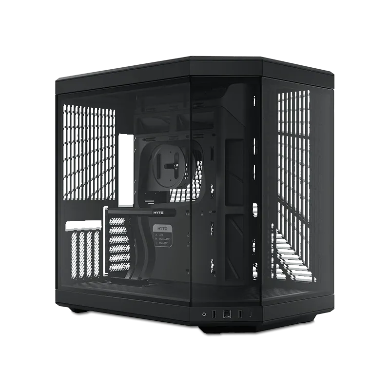 Hyte Y70 Black Dual Chamber ATX mid tower modern aesthetic case Tempered Glass, Steel Frame & Glass Side Panel Materials, Up to 10 Fans & 360mm Radiator Support