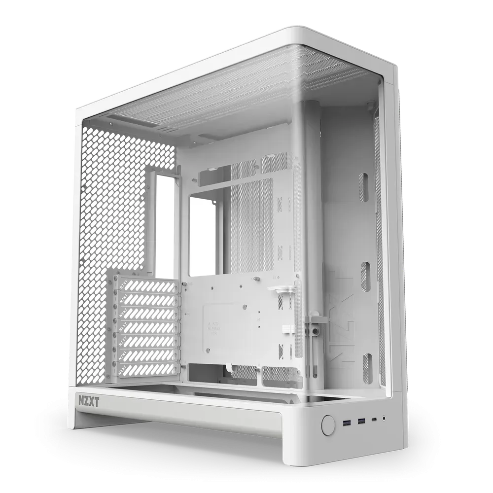NZXT H6 (2026) Compact Dual-Chamber, Seamless Curved Glass, 10 x 120 mm Fan Support, Mid-Tower Airflow ATX Case (White) | CC-H62FW-01