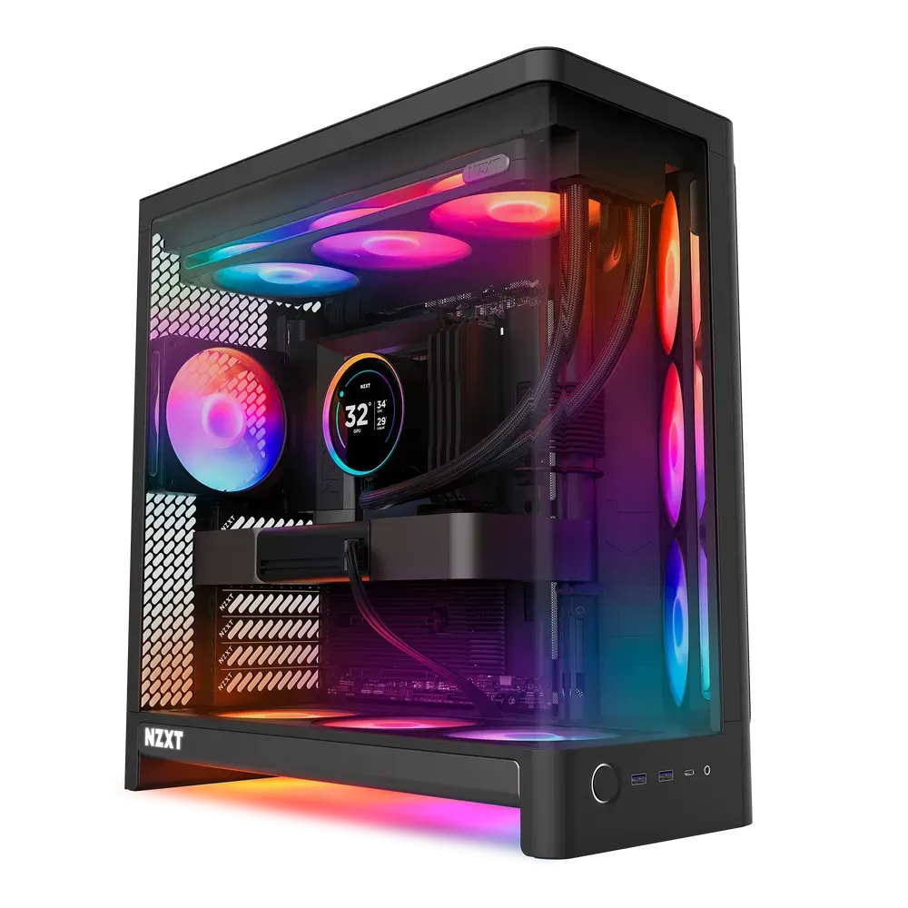 NZXT H6 RGB+ (2026) Compact Dual-Chamber, Seamless Curved Glass, 7 x 120 mm Fan Included, Mid-Tower Airflow ATX Case | CC-H62FW-01