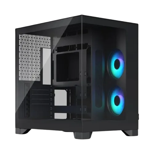 Fractal Design Pop 2 Vision RGB Black TG Light Tint, Dual-Chamber E-ATX Mid-Tower Case, 4x Aspect 12X Reverse RGB Fans, Panoramic Glass | FD-C-POV2A-02