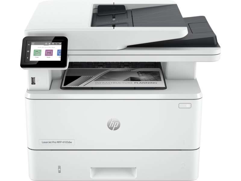 HP LaserJet Pro MFP 4103dw Print, copy, scan Print speed: Up to 40 ppm (A4) 1 Print quality black (best): Fine Lines (1200 x 1200 dpi) | 4103dw