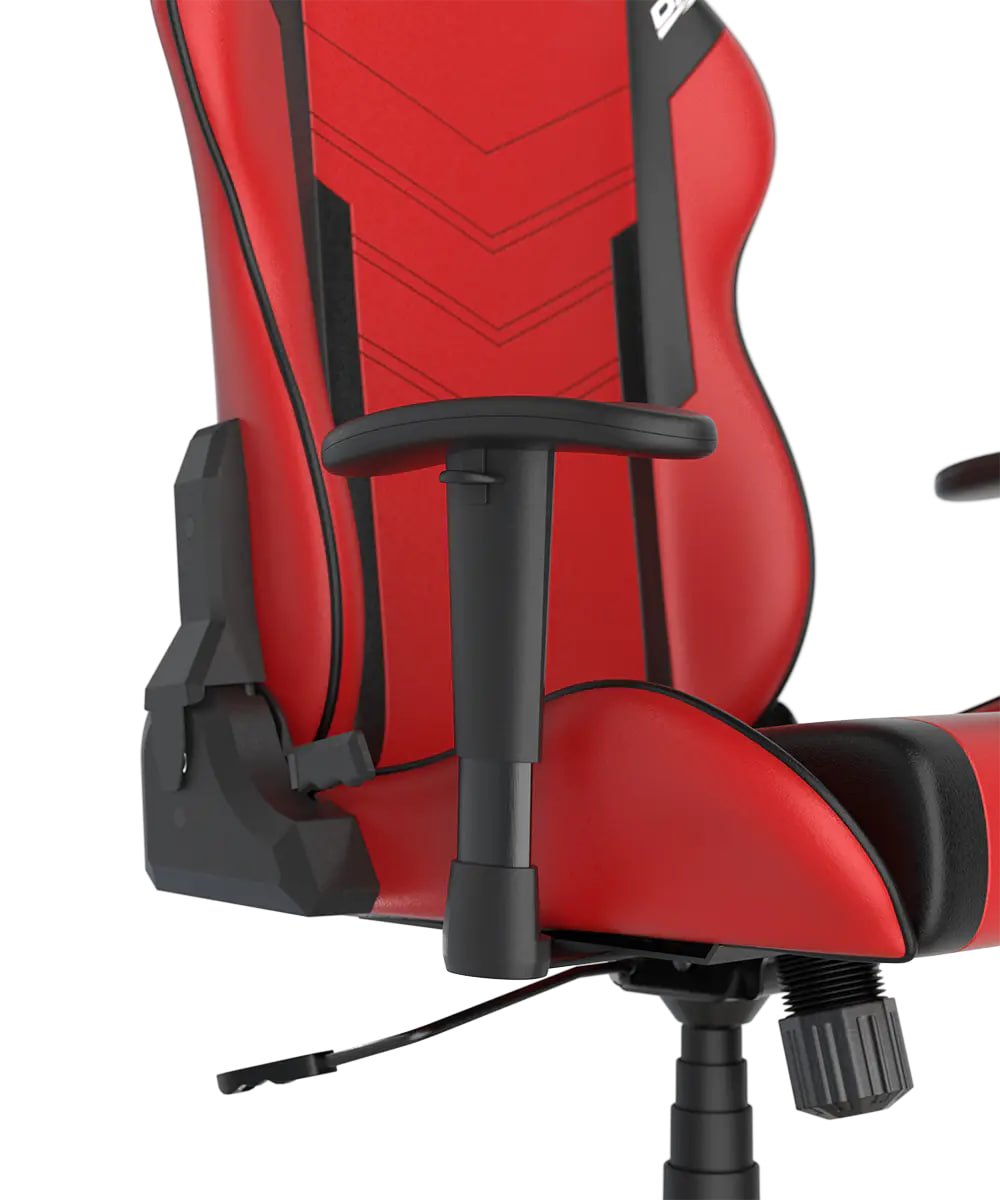 DXRacer P132 Prince Series Gaming Chair - Red/Black,Winged Seat Cushion ,''Two Eyes'' Design ,2D Armrest ,Faux leather,Ergonomic Support | GC-P132-RN-F2-01