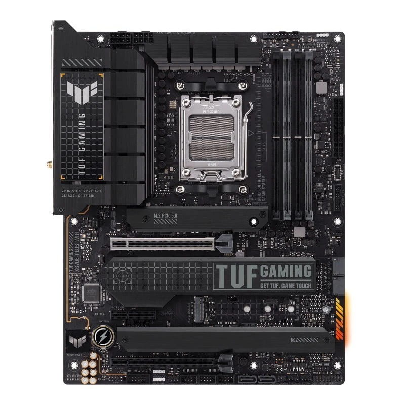 Asus TUF GAMING X670E-PLUS WIFI Motherboard, AMD Socket AM5, DDR5 up to 128GB, PCIe 5.0, 4 x M.2, Wi-Fi 6E, 10Gb Ethernet, AMD X670E Chipset