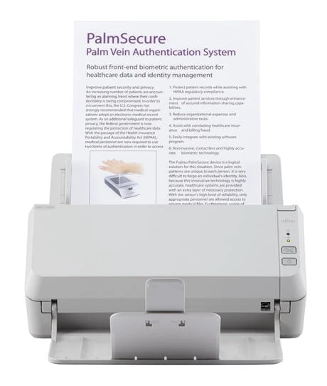 FUJITSU SP-1120N A4 Network Document Scanner, 20ppm, Duplex, 50-Sheet ADF, High-Speed Scanning, Ethernet Connectivity, Compact Design