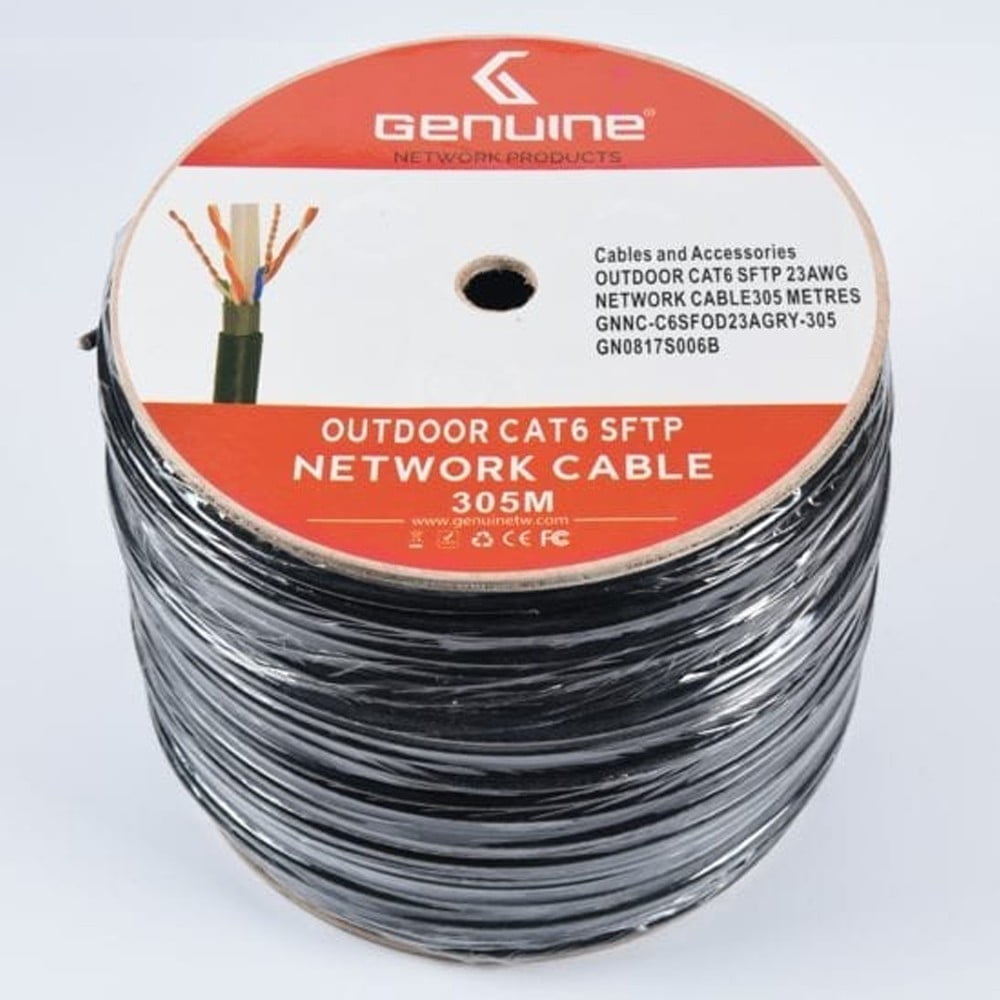 GENUINE CAT6 CABLE 305M SFTP OUTDOOR BLACK 23 AWG | 305 METER