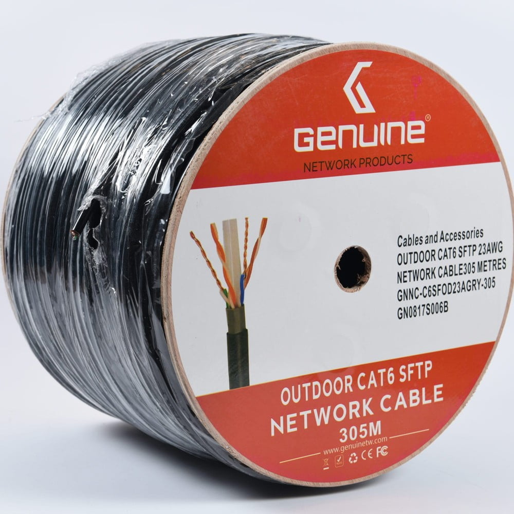 GENUINE CAT6 CABLE 305M SFTP OUTDOOR BLACK 23 AWG | 305 METER