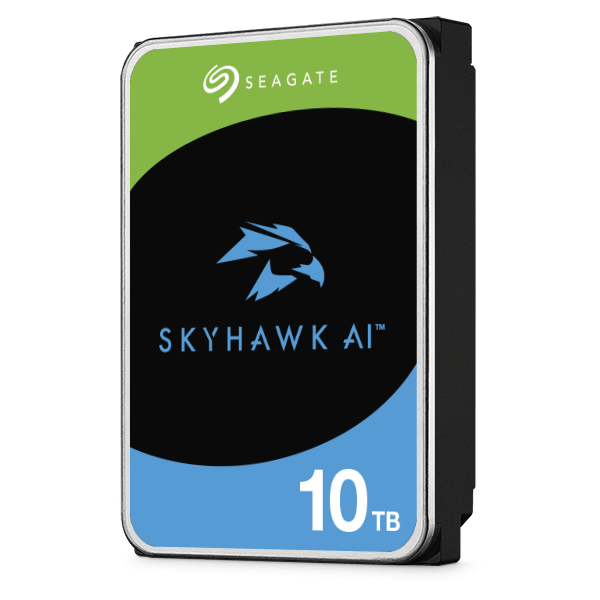 Seagate 10TB SkyHawk AI 7200 Rpm 3.5" Internal Surveillance HDD (Retail), SATA III 6 Gb/s Interface, 256MB Cache Memory, 245 MB/s Max Sustained Transfer Rate, 2 Million Hours MTBF | ST10000VE001