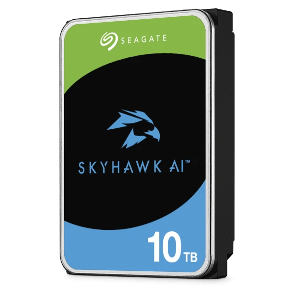 Seagate 10TB SkyHawk AI 7200 Rpm 3.5" Internal Surveillance HDD (Retail), SATA III 6 Gb/s Interface, 256MB Cache Memory, 245 MB/s Max Sustained Transfer Rate, 2 Million Hours MTBF | ST10000VE001