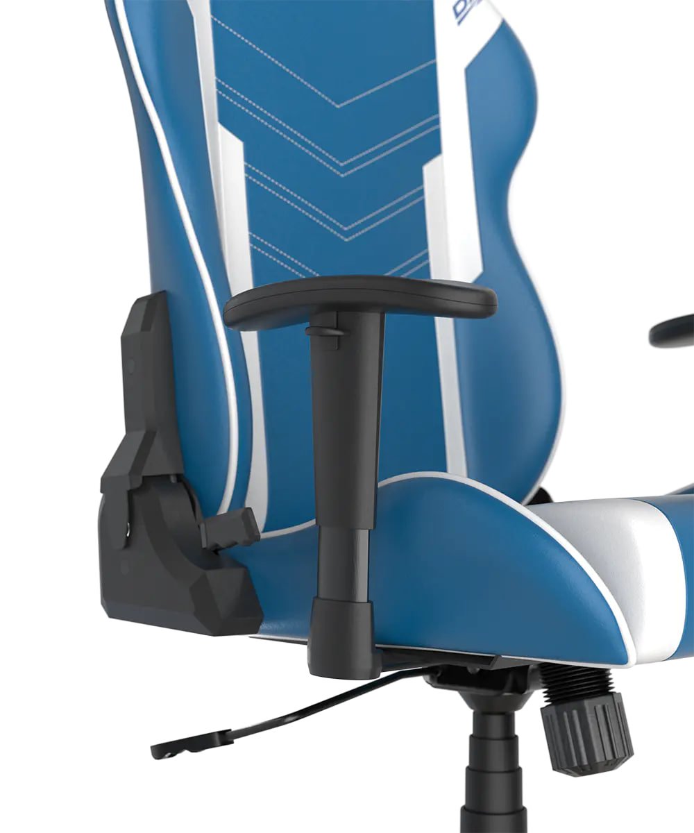 DXRacer P132 Prince Series Gaming Chair - Blue/White ,Winged Seat Cushion ,''Two Eyes'' Design ,2D Armrest ,Faux leather,Ergonomic Support | GC-P132-BW-F2-158