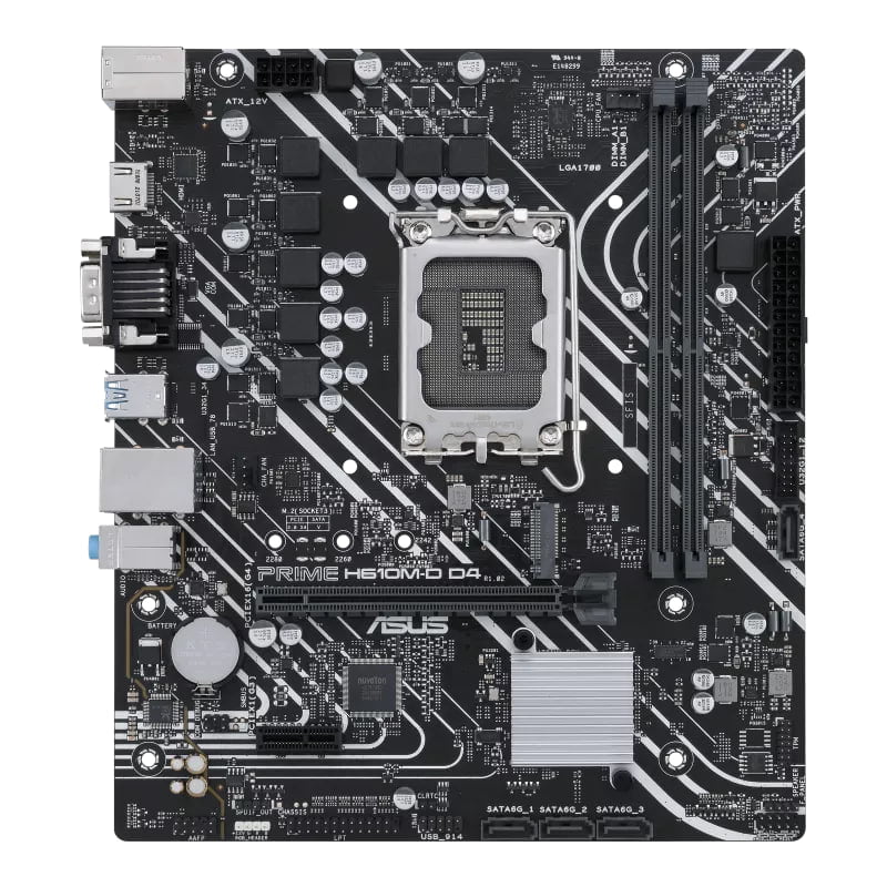 Asus PRIME H610M-D D4 Intel® H610 (LGA 1700) mic-ATX motherboard with DDR4, PCIe 4.0, M.2 slot, Realtek 1 Gb Ethernet, HDMI®|90MB1A00-M0EAY0