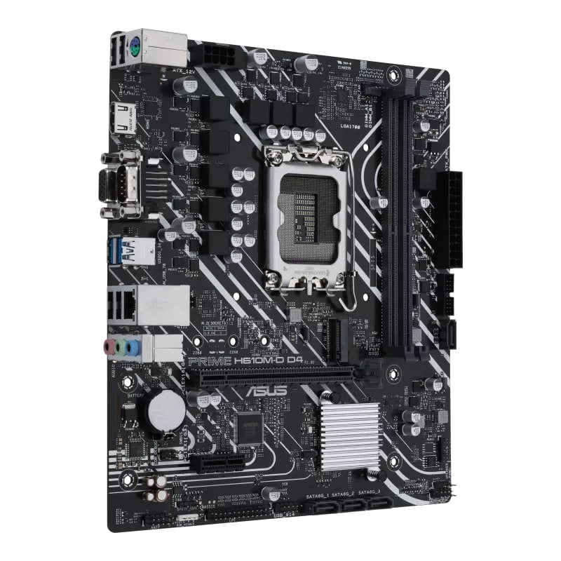 Asus PRIME H610M-D D4 Intel® H610 (LGA 1700) mic-ATX motherboard with DDR4, PCIe 4.0, M.2 slot, Realtek 1 Gb Ethernet, HDMI®|90MB1A00-M0EAY0